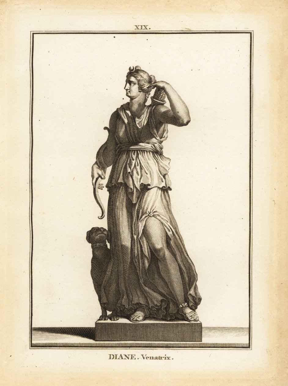 Statue der Diana Venatrix, römische Göttin der Jagd, mit Bogen, Pfeil und Köcher von Unbekannt