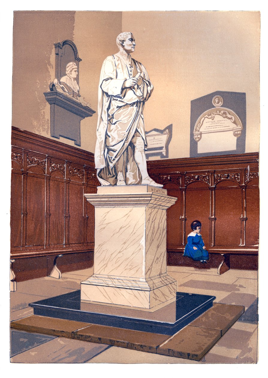 Statue von Sir Isaac Newton in der Kapelle des Trinity College, Cambridge, um 1850 von Unbekannt