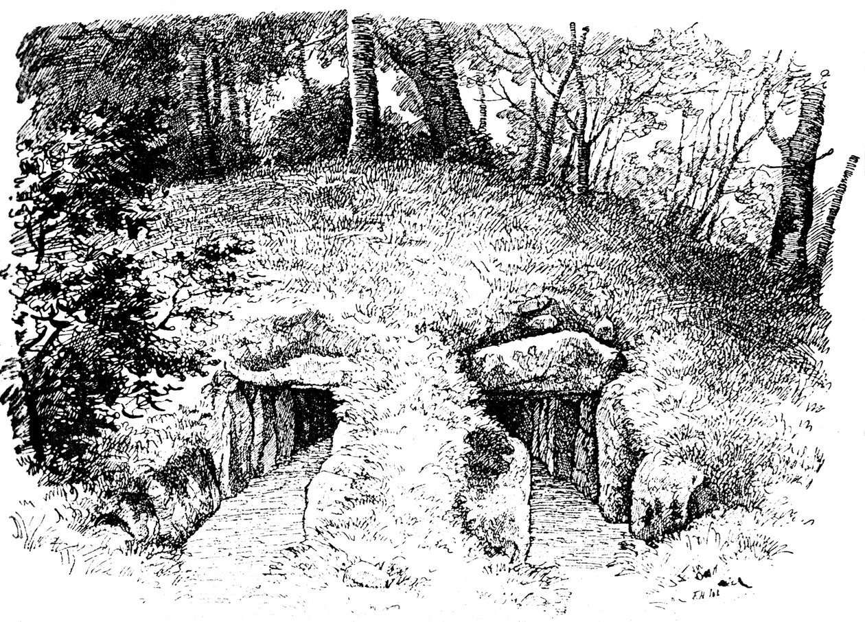 Steinzeitlicher Grabhügel mit zwei Kammern, Rodding, Dänemark, 1913 von Unbekannt