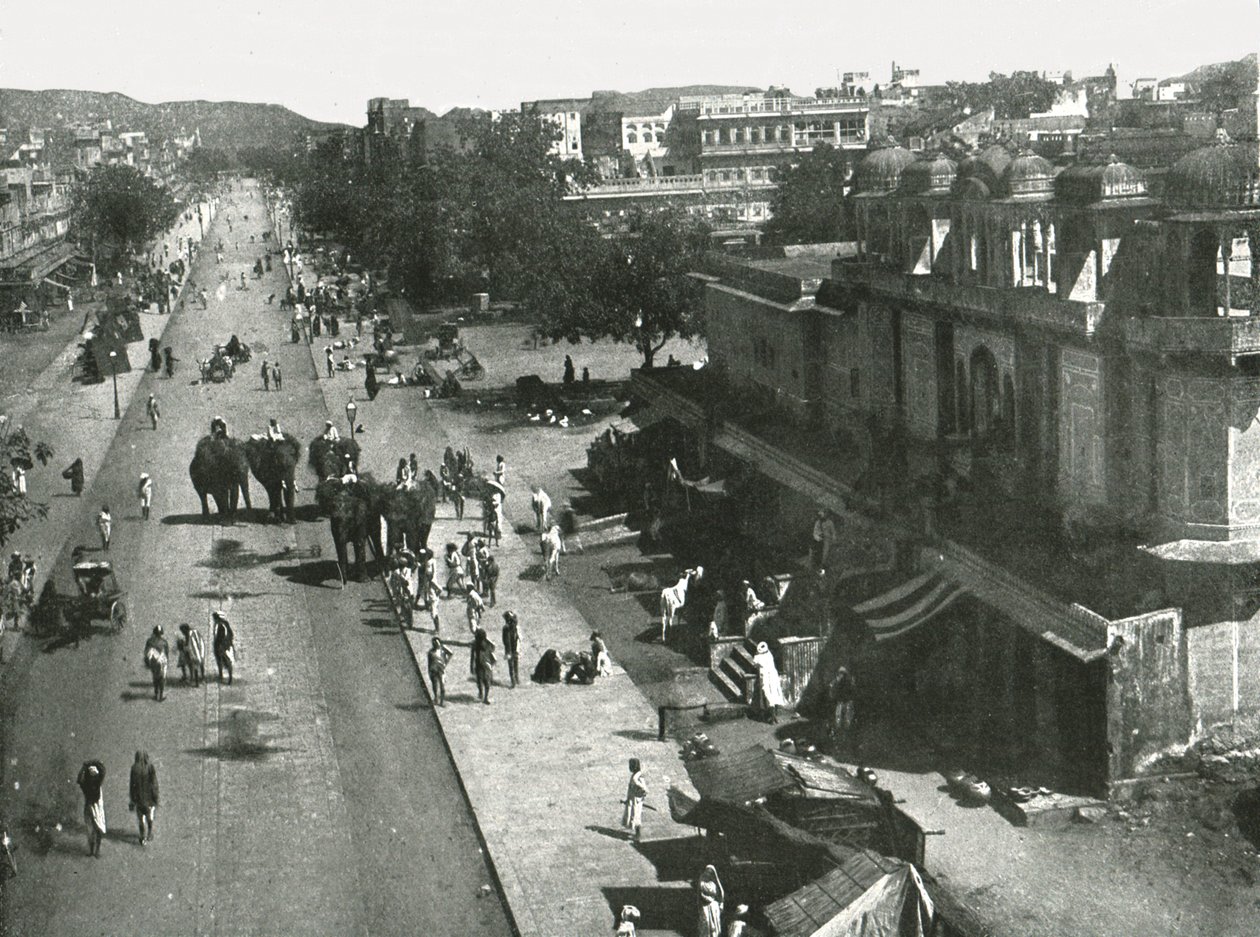 Straßenszene in der Stadt Jaipur, Indien, 1895 von Unbekannt