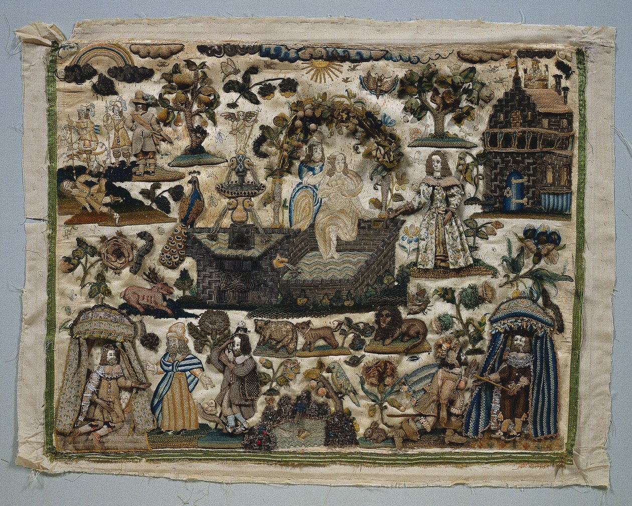 Stumpwork-Panel: Geschichte von David und Bathseba, 1658 von Unbekannt