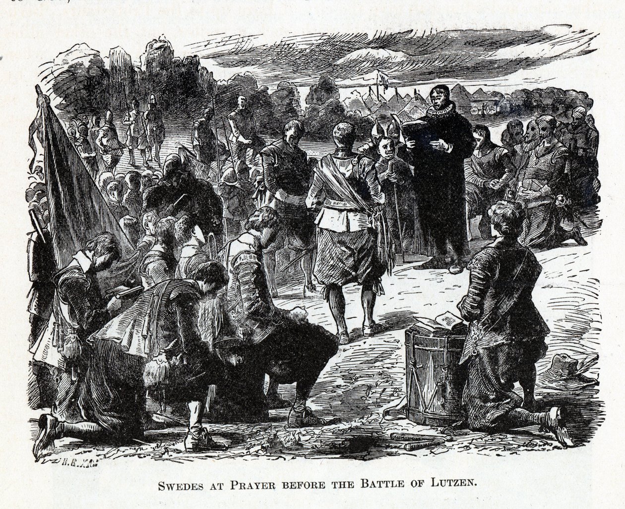 Schweden im Gebet vor der Schlacht bei Lützen, 1882 von Unbekannt