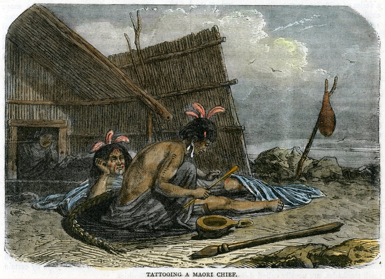 Tätowierung eines Maori-Häuptlings, Neuseeland, ca. 1875 von Unbekannt