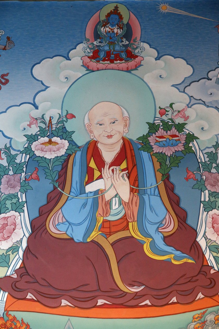 Tempel der Tausend Buddhas, Dashang Kagyu Ling Gemeinde, Gemälde eines betenden Mönchs, La Boulaye, Frankreich von Unbekannt
