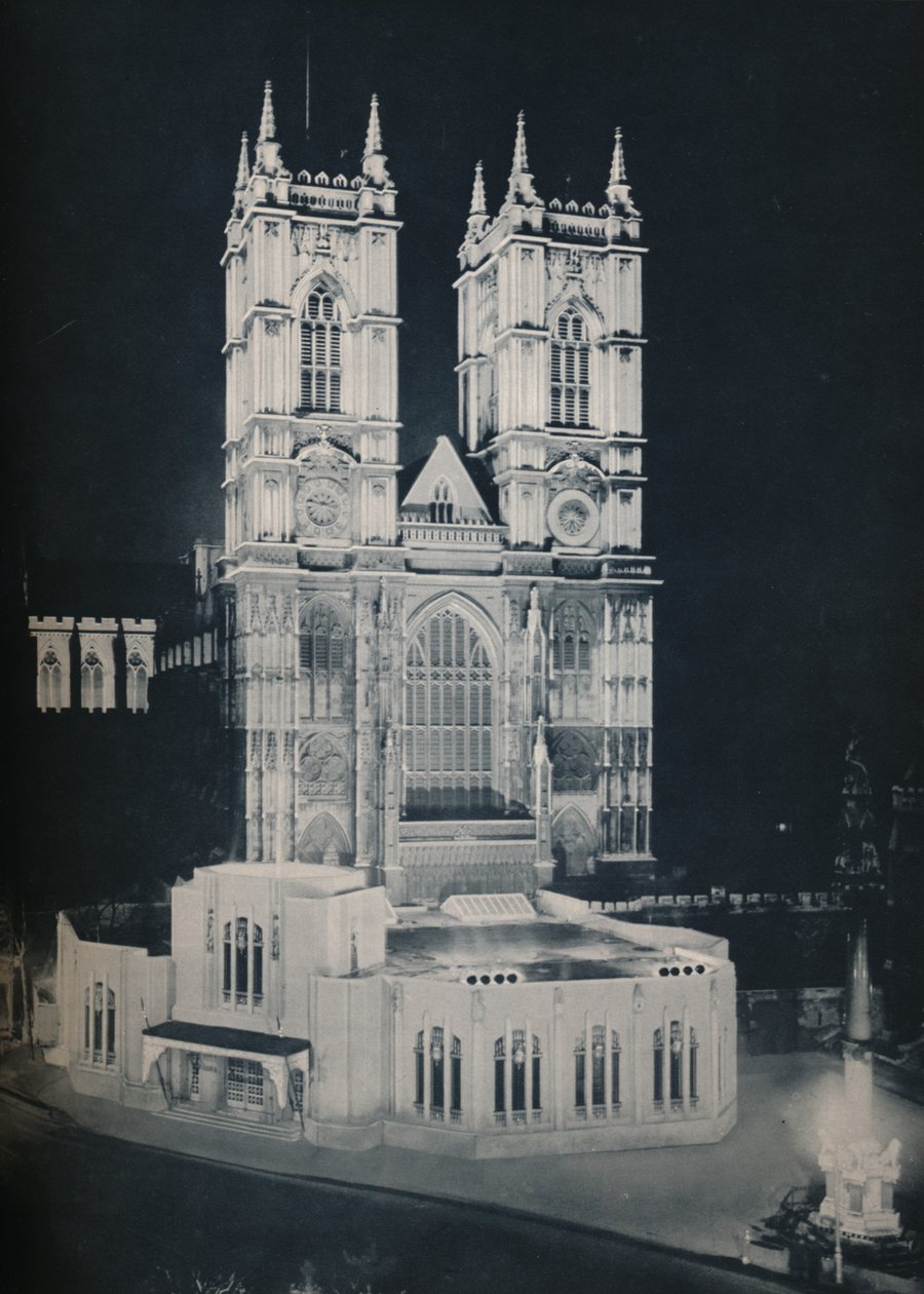 Die Abteikirche St. Peter, Westminster, mit dem temporären Anbau von Unbekannt