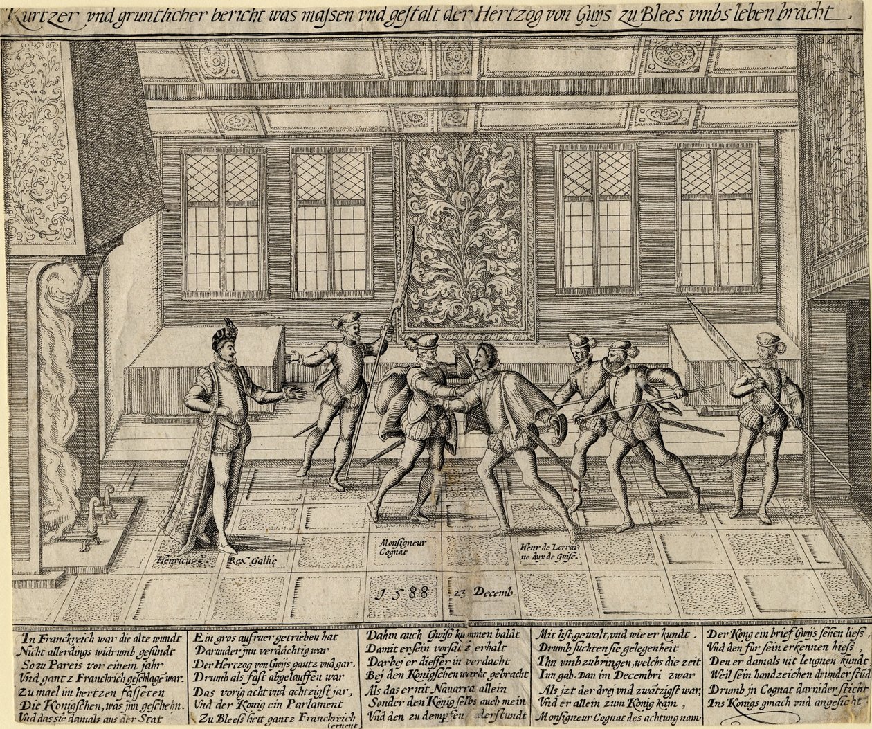 Die Ermordung des Herzogs von Guise, 1588 von Unbekannt