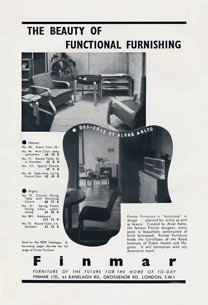 Die Schönheit funktionaler Möbel - Finmar, 1939 von Unbekannt