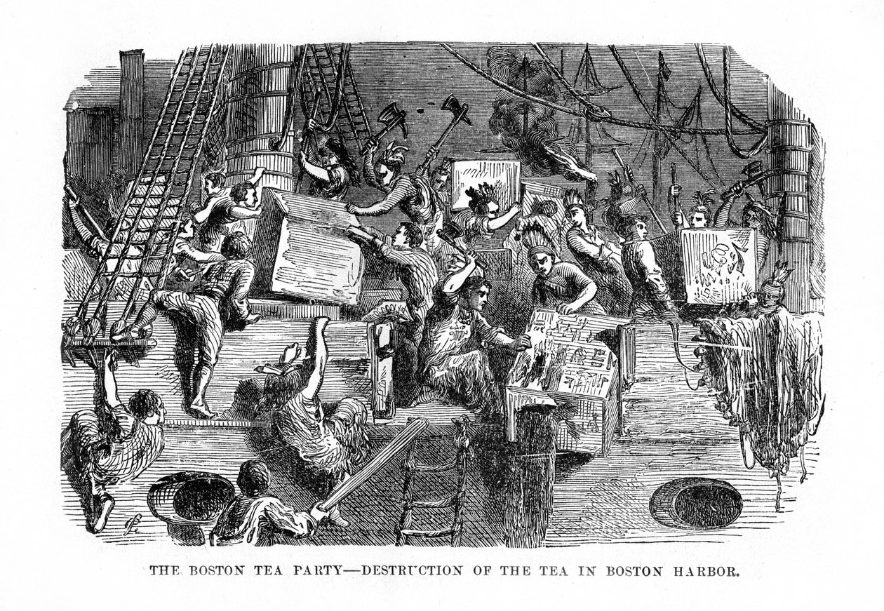 Die Boston Tea Party, 16. Dezember 1773 von Unbekannt