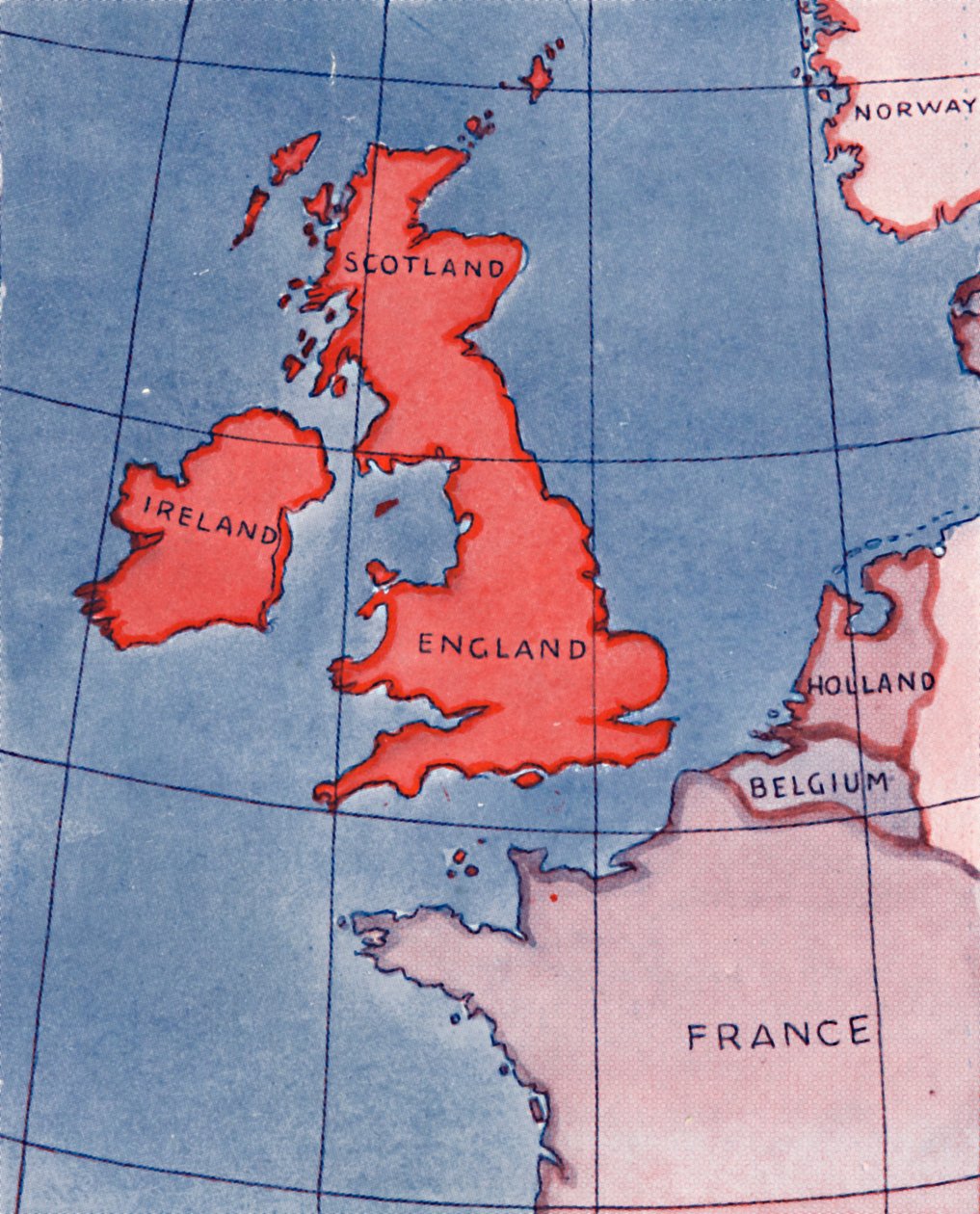 Die Britischen Inseln und Frankreich, Belgien und Holland am Mittag im Hochsommer, 1935 von Unbekannt