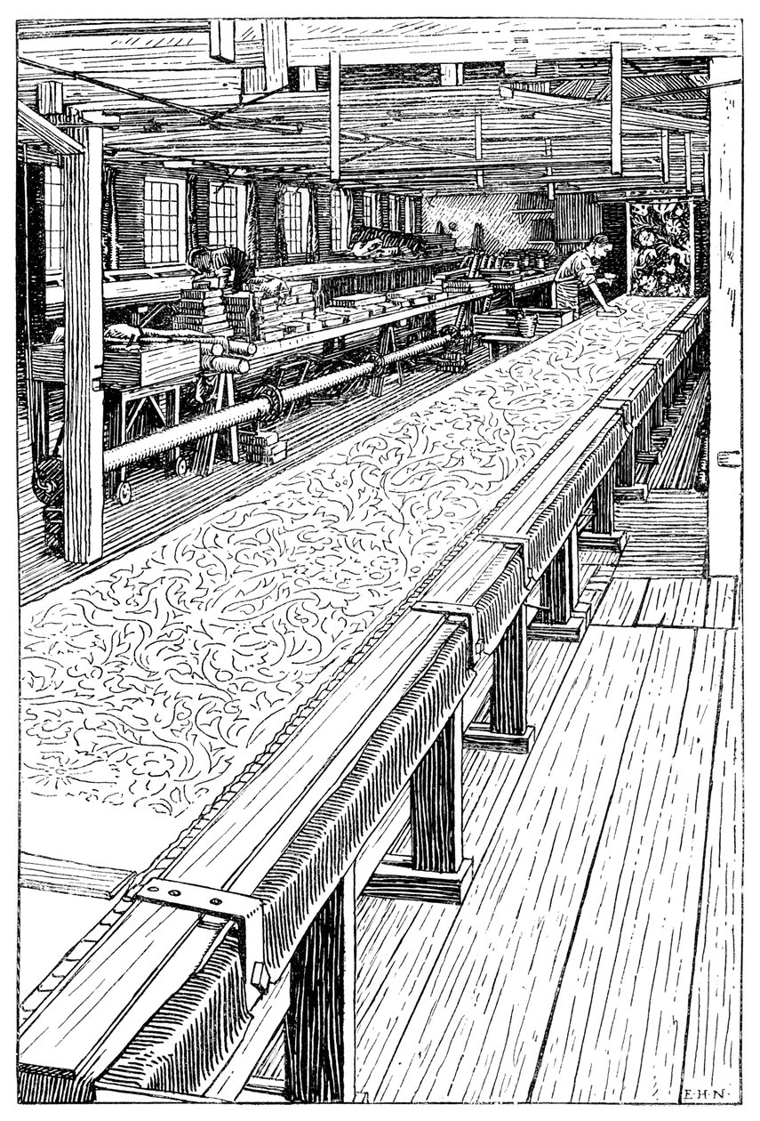 Der Chintz-Druckraum, Merton Abbey Mills, London von Unbekannt