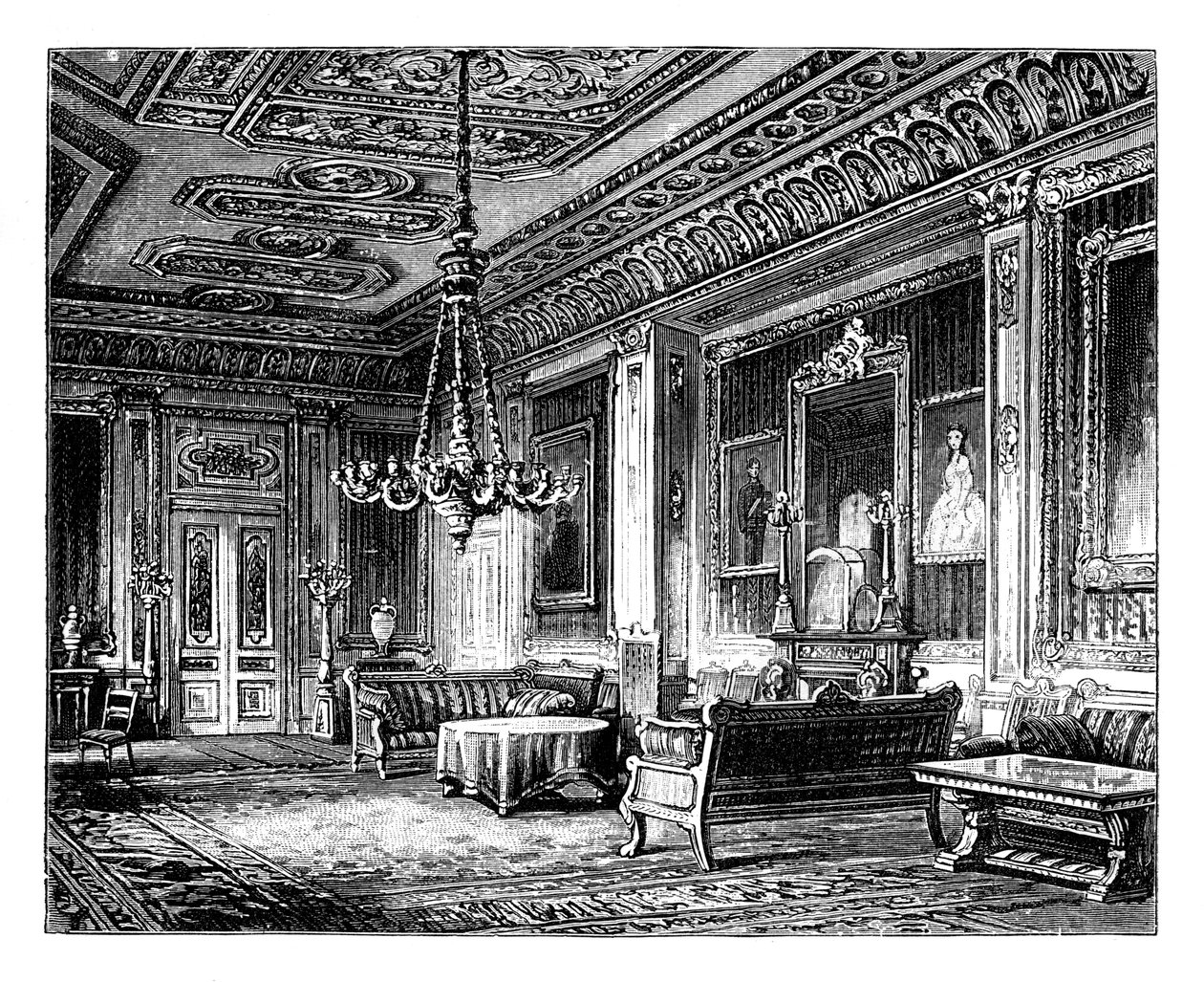 Das purpurne Zeichenzimmer, Schloss Windsor, ca. 1888 von Unbekannt