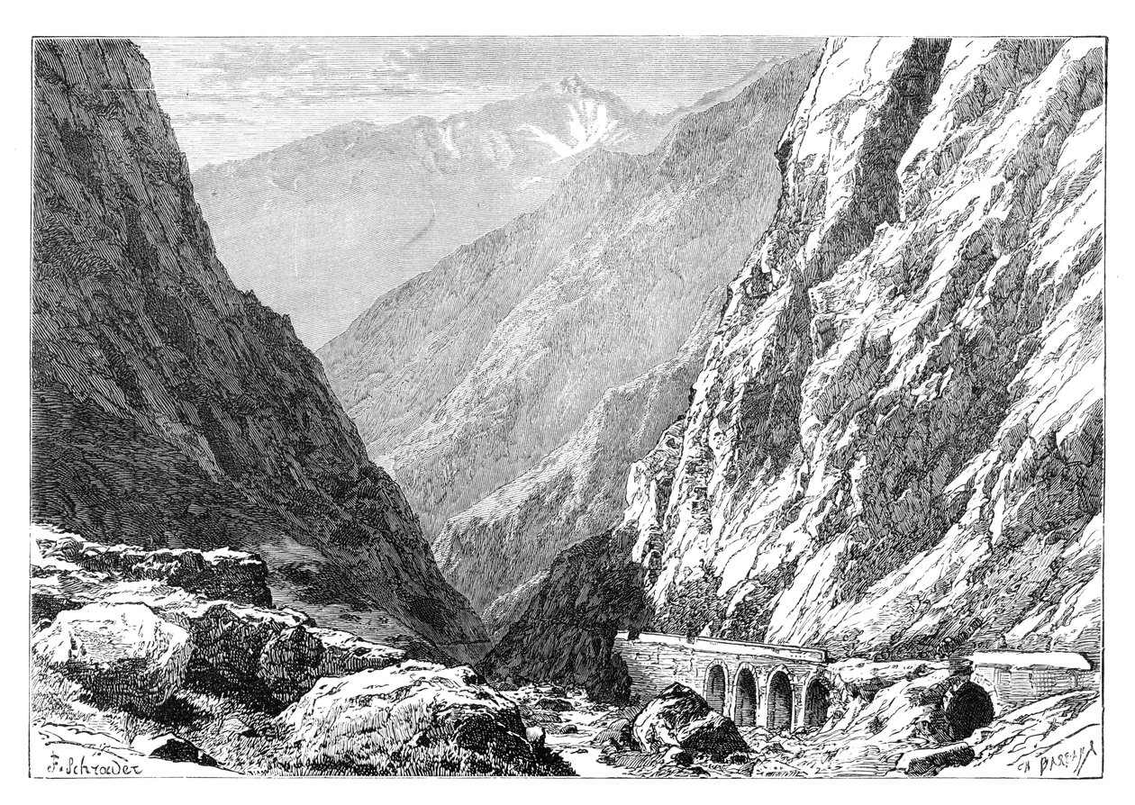 Die Darial-Schlucht an der Grenze zwischen Russland und Georgien, 1895 von Unbekannt