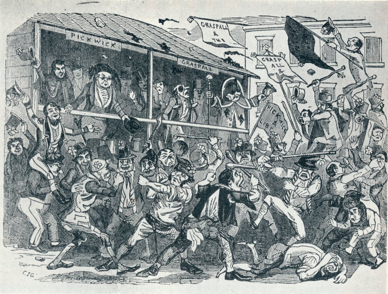 Die Wahl in Eatanswill, ca. 1836, 1925 von Unbekannt