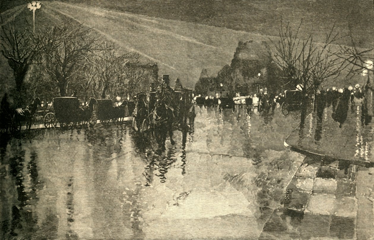 Das elektrische Licht am Madison Square, New York, an einem bewölkten Abend, 1882 von Unbekannt