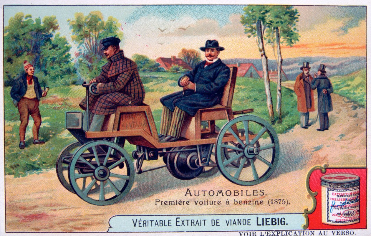 Das erste Benzinautomobil, 1875, um 1900 von Unbekannt
