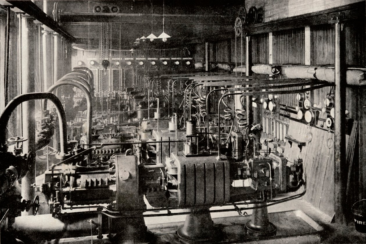 Die erste Parsons-Turbo-Elektrische-Generatorstation, ca. 1916 von Unbekannt