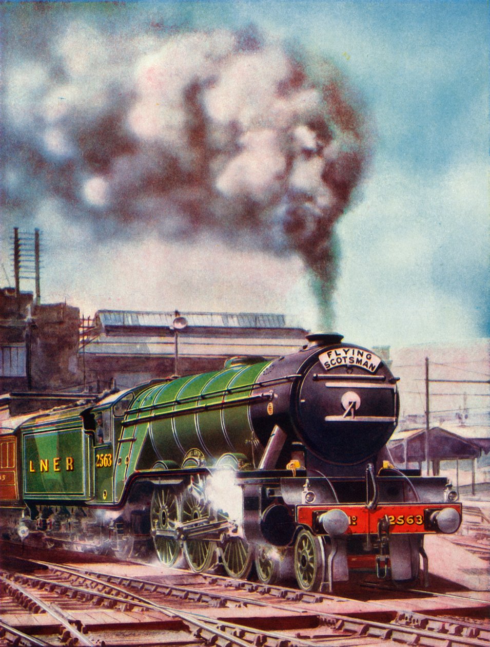 Der Flying Scotsman verlässt den Bahnhof Kings Cross, gezogen von Nr. 2563, 1935-36 von Unbekannt