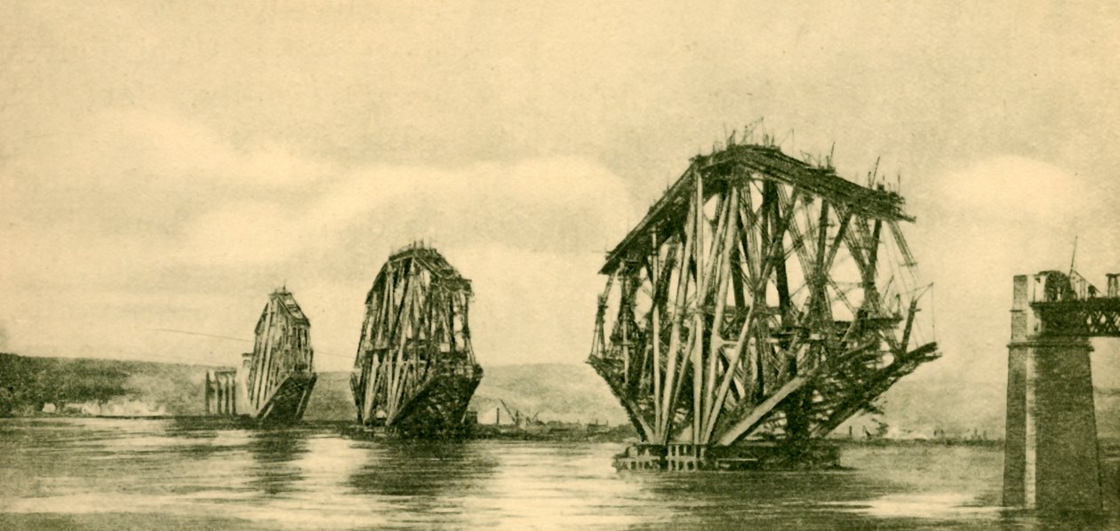 Die Forth Bridge im Bau, ca. 1930 von Unbekannt