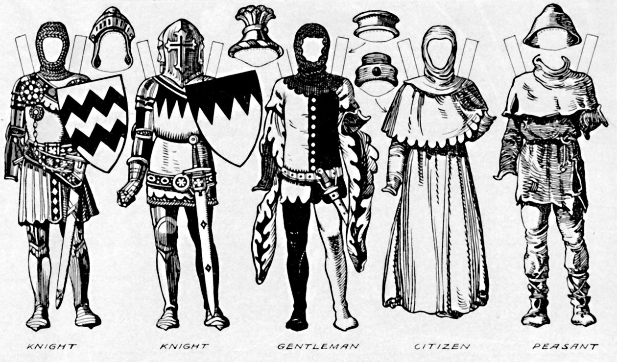 Die Galerie der Kostüme: Kleider, die in den letzten Jahren der Herrschaft von Edward III. getragen wurden, ca. 1934 von Unbekannt
