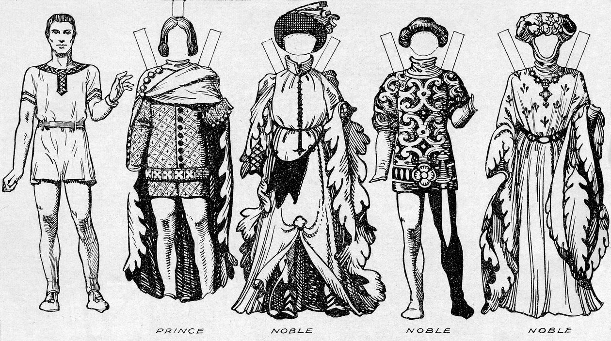 Die Galerie der Kostüme: Kleider, die in den letzten Jahren der Herrschaft von Edward III. getragen wurden, um 1934 von Unbekannt