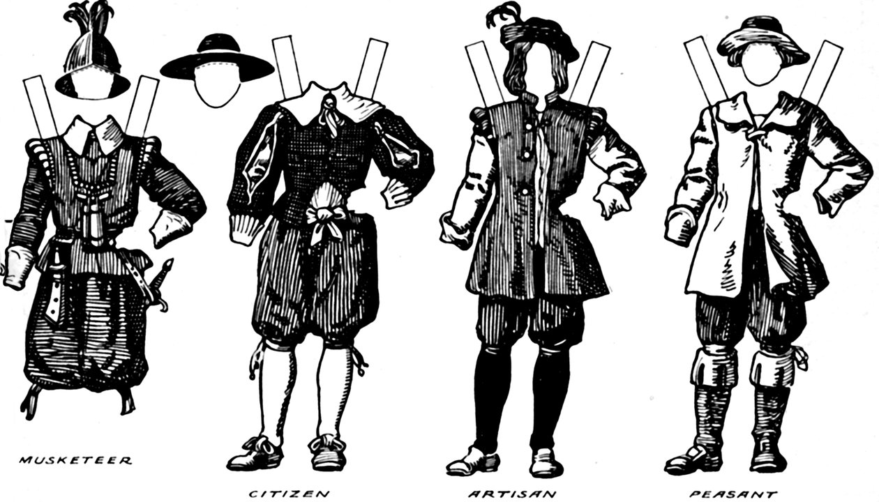 Die große Galerie der historischen Kostüme: Kleid getragen in der Regierungszeit von James I., ca. 1934 von Unbekannt