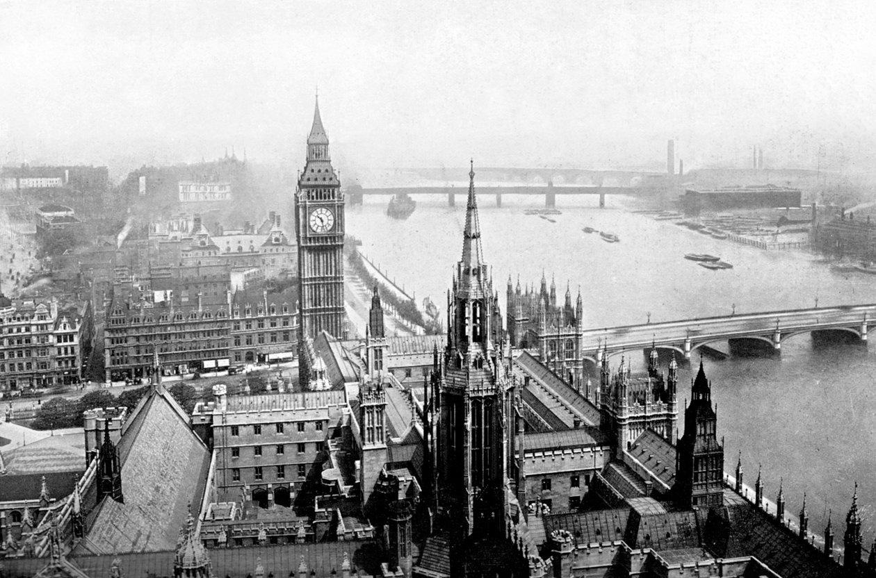 Die Houses of Parliament, gesehen vom Victoria Tower, Westminster, London, ca. 1905 von Unbekannt