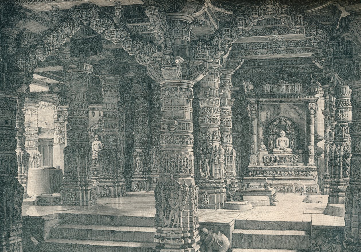 Das Innere eines Jain-Tempels am Mount Abu in Rajputana, ca. 1903, 1904 von Unbekannt