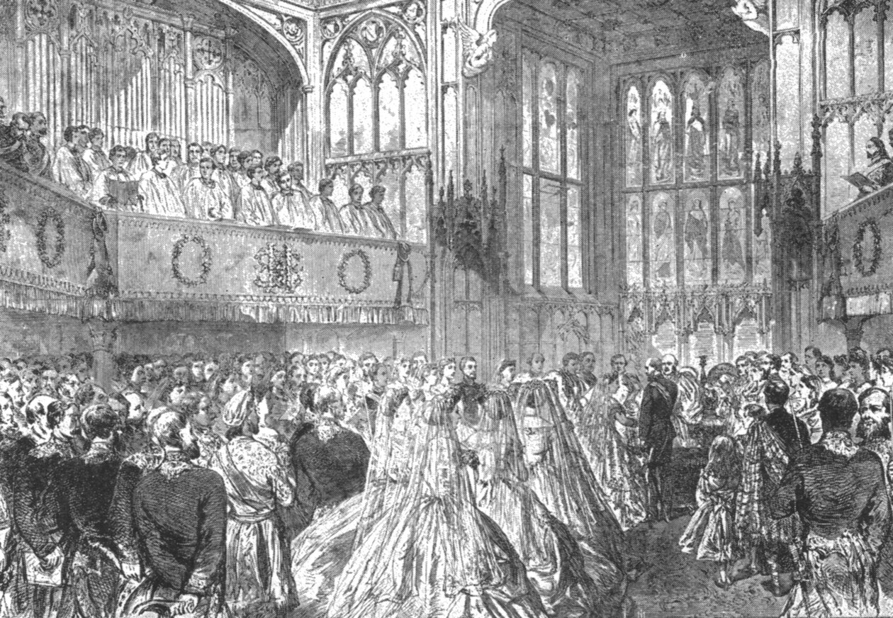 Die Hochzeit von Prinzessin Helena mit Prinz Christian von Schleswig-Holstein, 1866, 1901 von Unbekannt