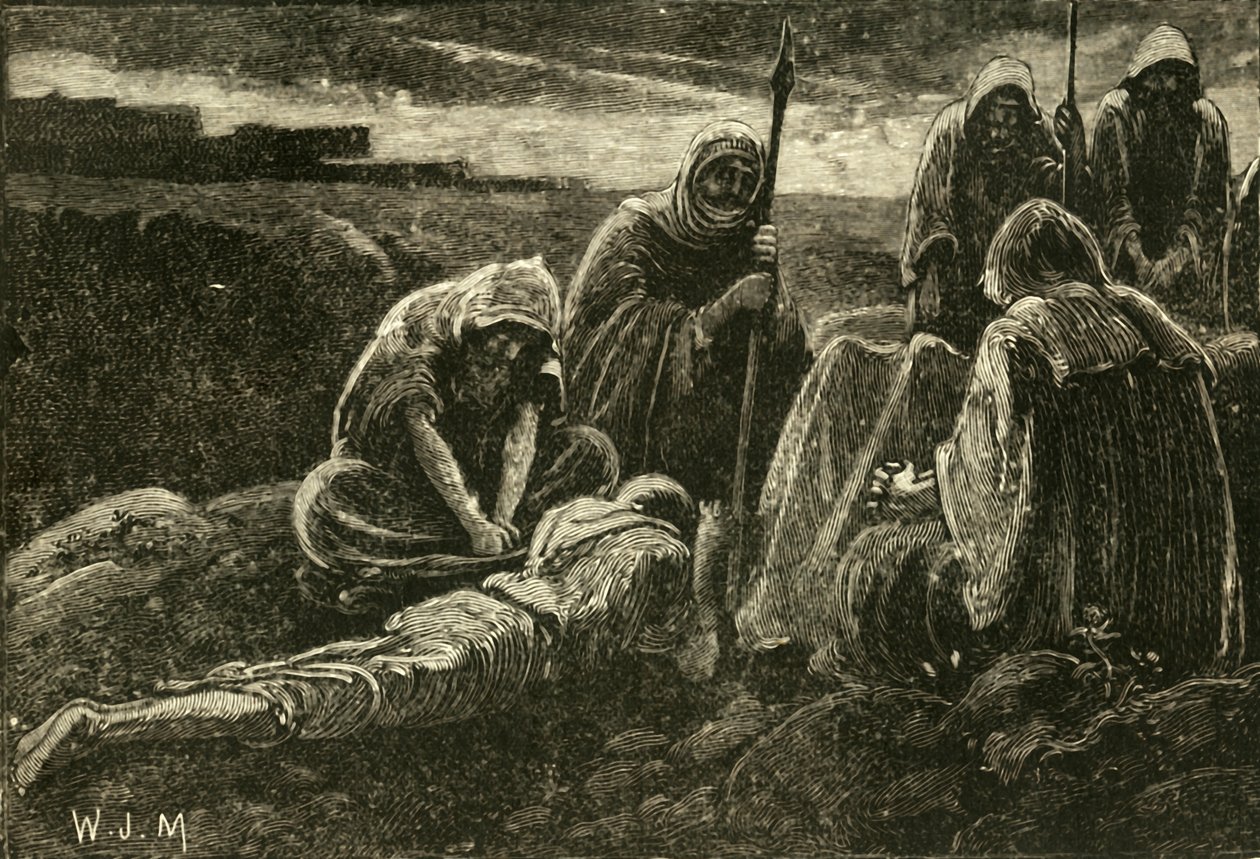Die Männer von Jabesch trauern über das Grab von Saul und Jonathan, 1890 von Unbekannt