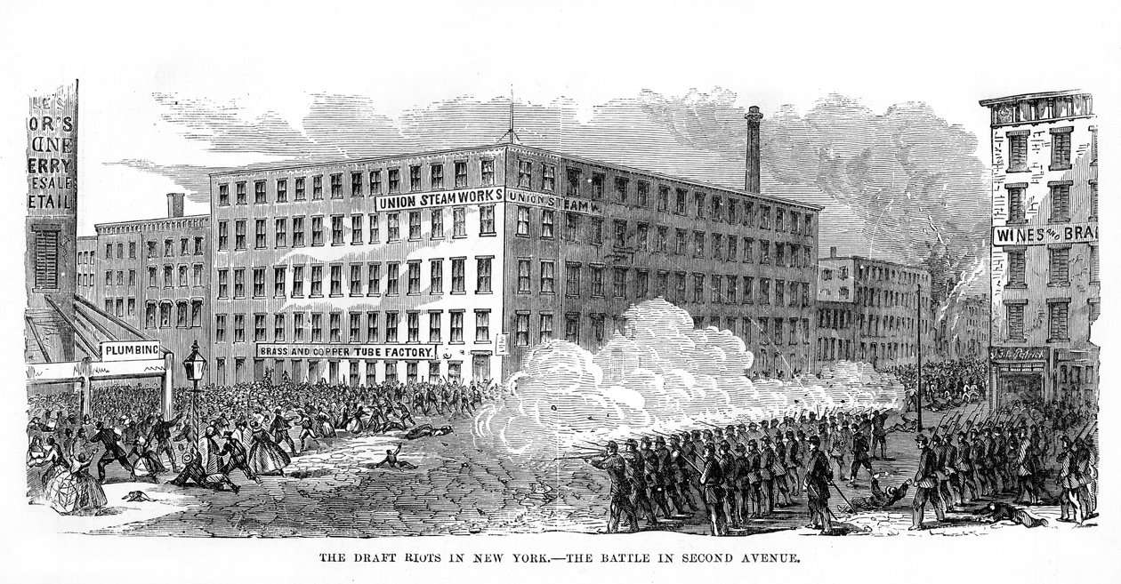 Die New Yorker Draft Riots, Second Avenue, New York City, 13-16 Juli 1863, 1872 von Unbekannt