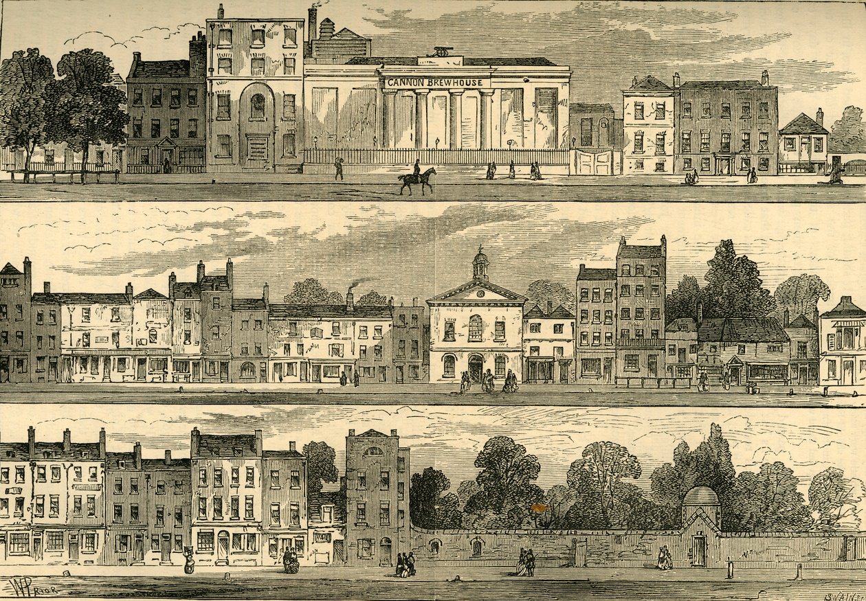 Die Nordseite von Knightsbridge im Jahr 1820, vom Cannon Brewery bis Hyde Park Corner, ca. 1876 von Unbekannt