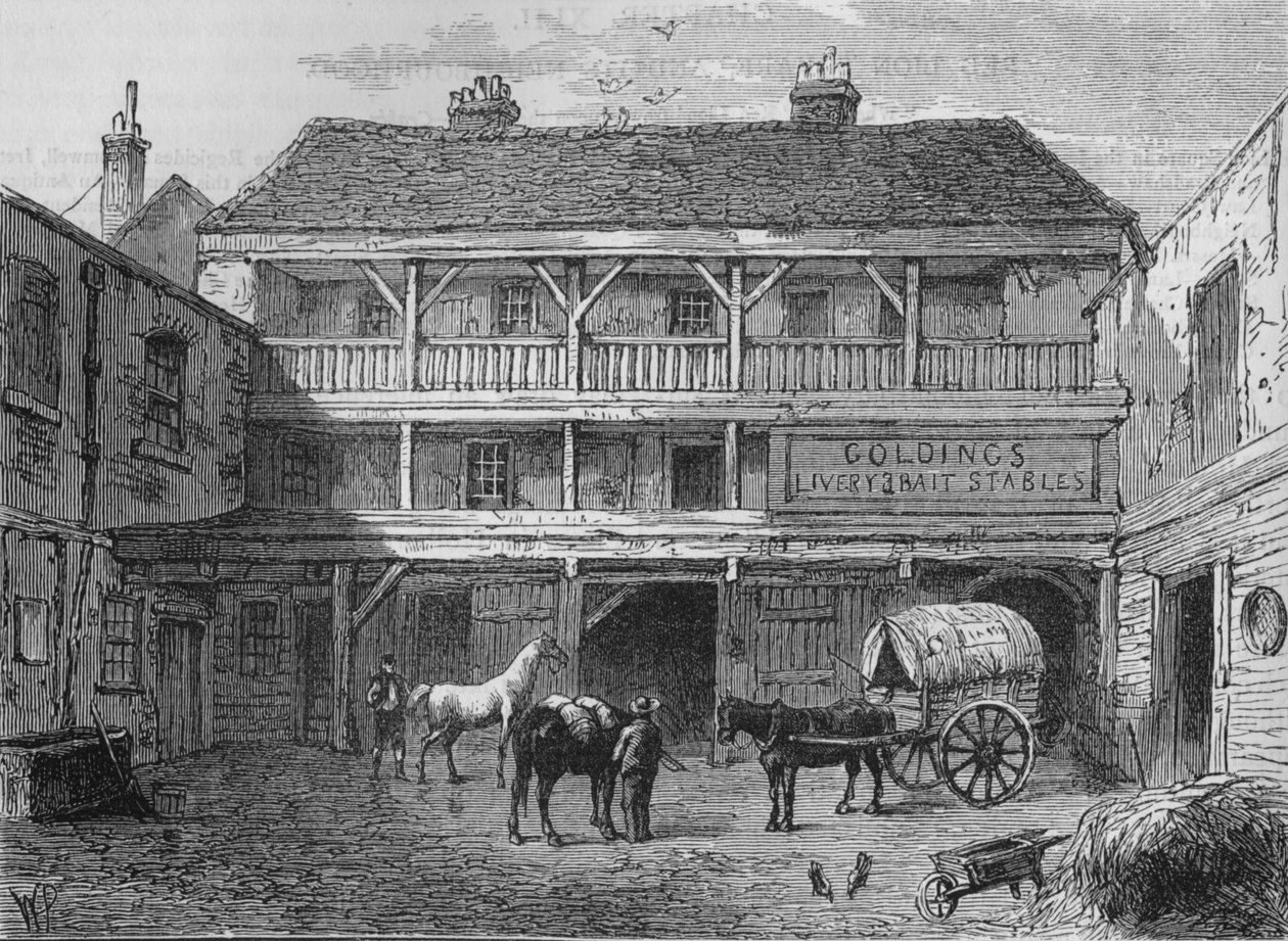 Das alte Black Bull Inn, Grays Inn Lane, London, ca. 1800, 1878 von Unbekannt