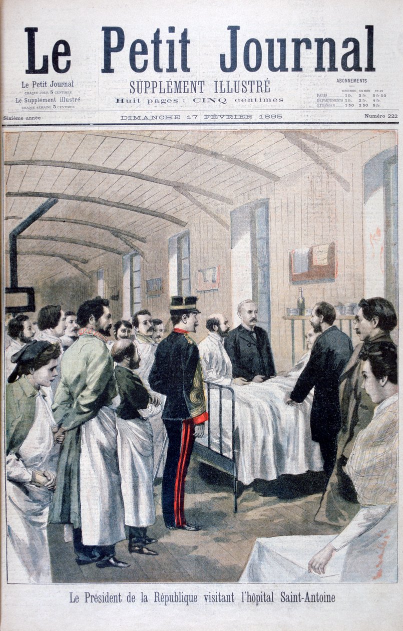 Der Präsident der Republik, Felix Faure, besucht das Saint-Antoine-Krankenhaus, Paris, 1895 von Unbekannt