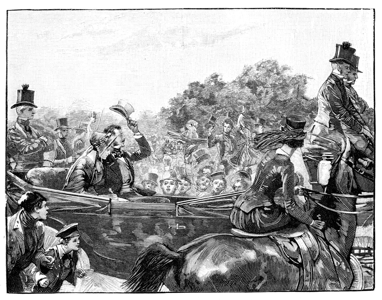 Der Empfang der Königin im Hyde Park, London, ca. 1840er Jahre, 1900 von Unbekannt