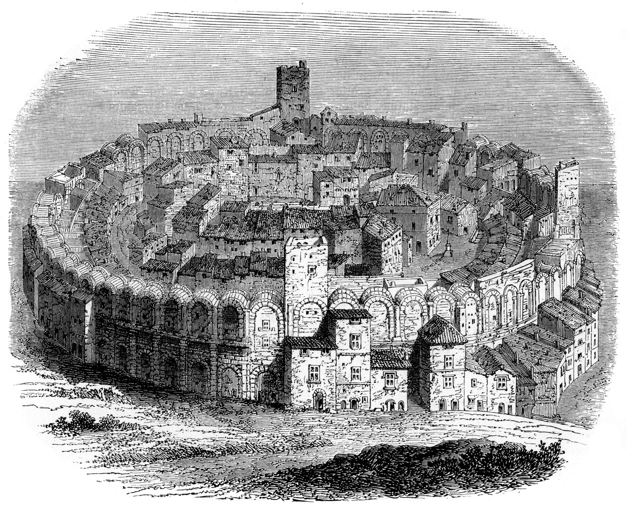 Das römische Amphitheater in Arles, Provence, Frankreich, 1666 von Unbekannt