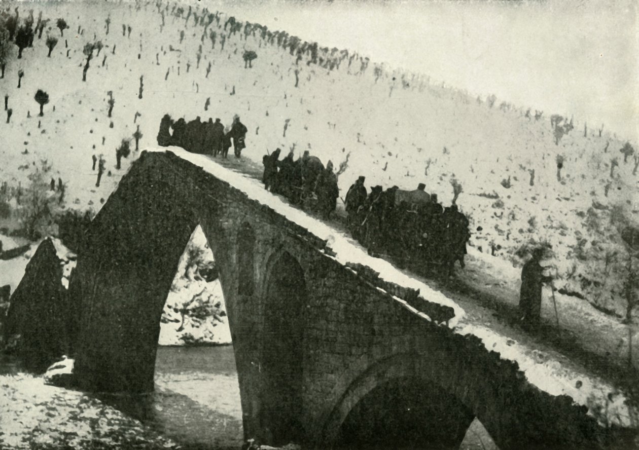 Der serbische Generalstab auf dem Rückzug durch Albanien, 1919 von Unbekannt