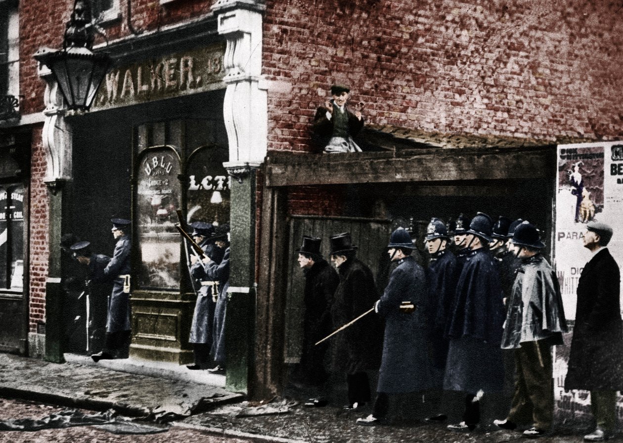 Die Belagerung der Sidney Street, Whitechapel, London von Unbekannt