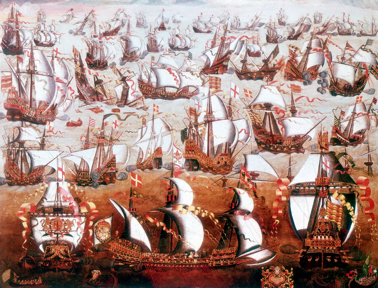 Die spanische Armada, die England im Juli 1588 bedrohte von Unbekannt