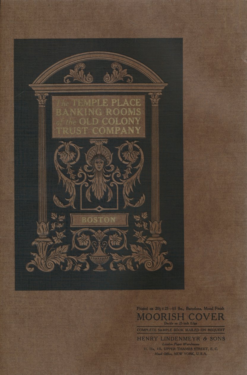 Die Temple Place Banking Rooms der Old Colony Trust Company - Maurische Abdeckung, 1909 von Unbekannt