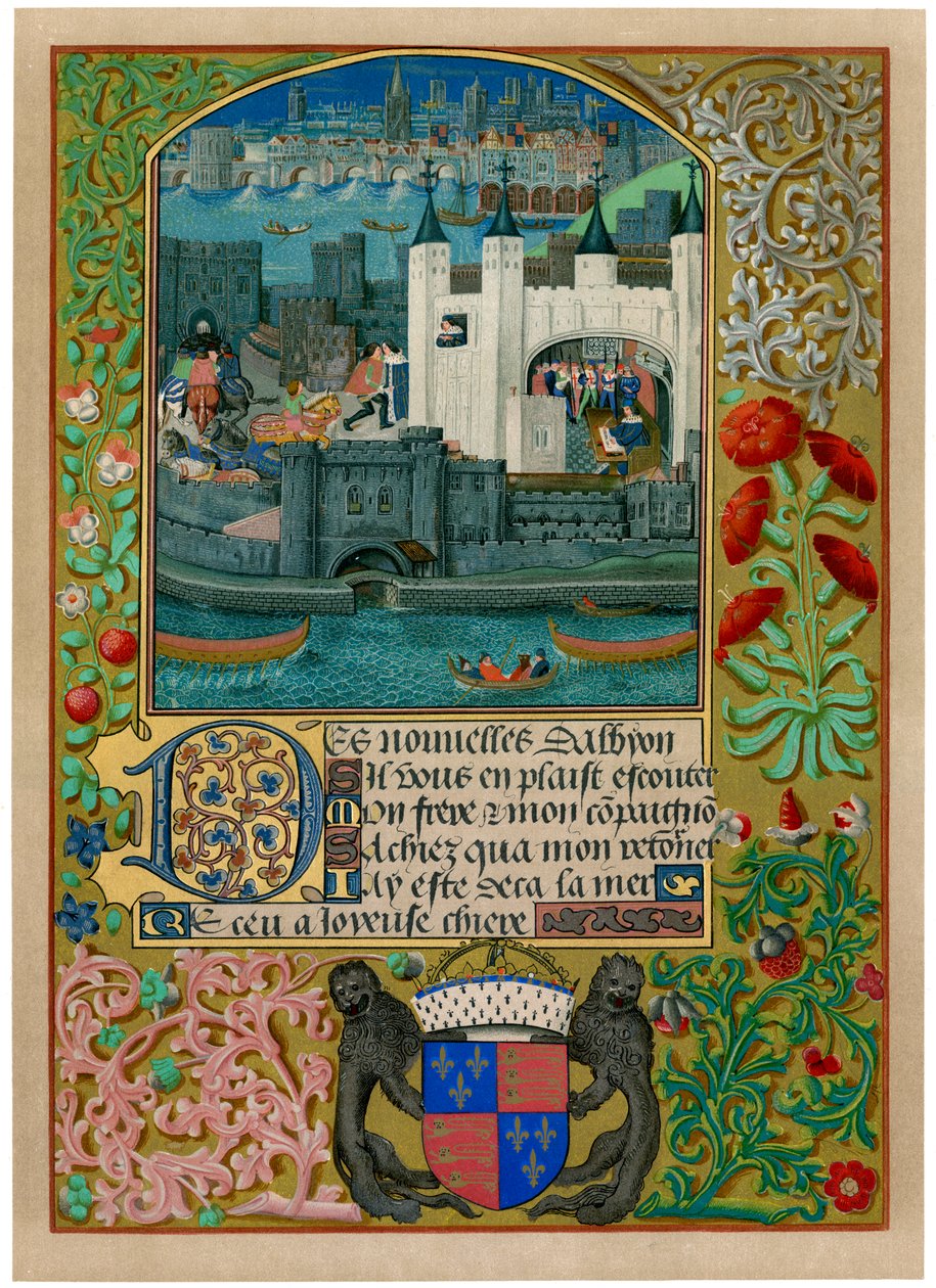 Der Tower of London mit der London Bridge, um 1500, um 1901 von Unbekannt