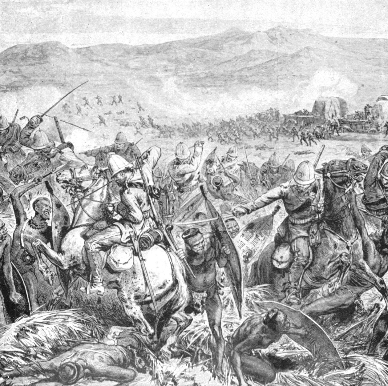 Der Zulukrieg, 1879: Die endgültige Abwehr der Zulus bei Ginghilovo, 2. April 1901 von Unbekannt