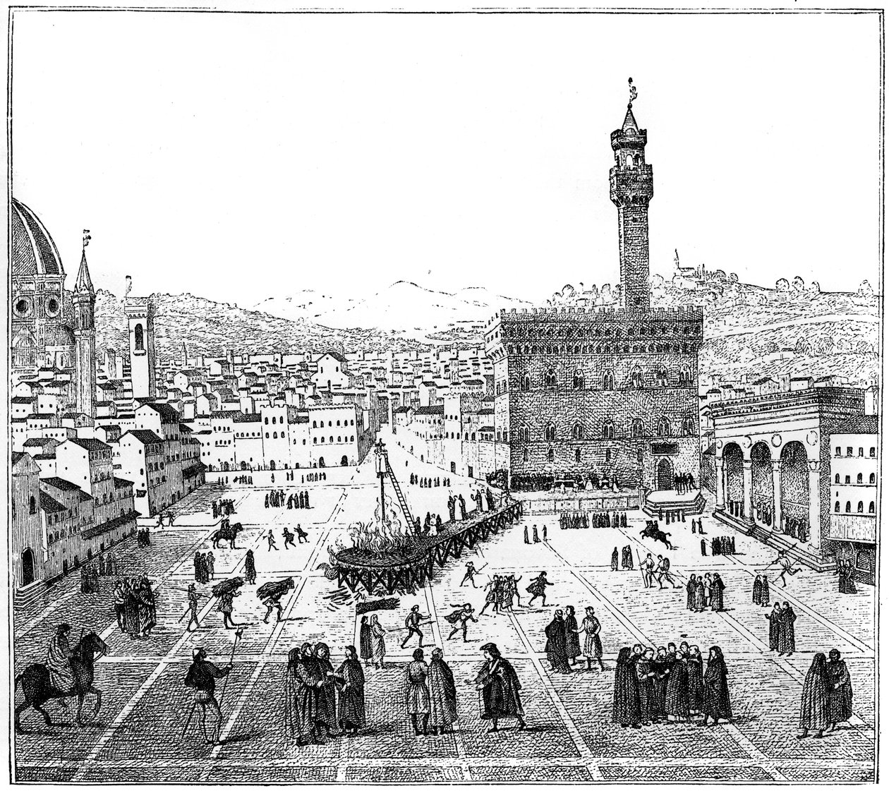 Die Hinrichtung von Girolamo Savonarola auf der Piazza della Signoria, Florenz, 1882 von Unbekannt