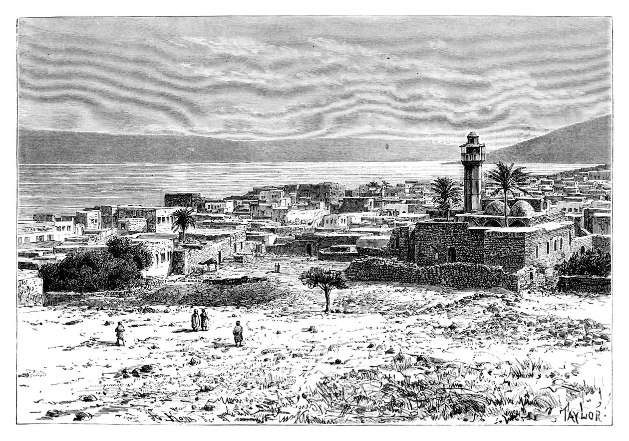 Der See und die Stadt Tiberias, Israel, 1895 von Unbekannt