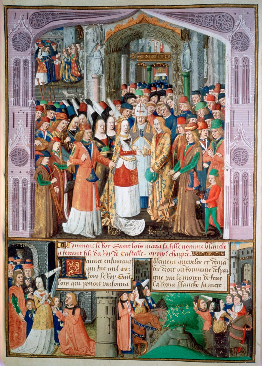 Die Hochzeit von Blanche und Fernando, 1269, 15. Jahrhundert von Unbekannt