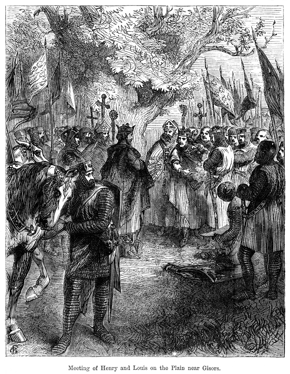 Das Treffen von König Heinrich III. von England und König Ludwig IX. von Frankreich auf der Ebene bei Gisors von Unbekannt
