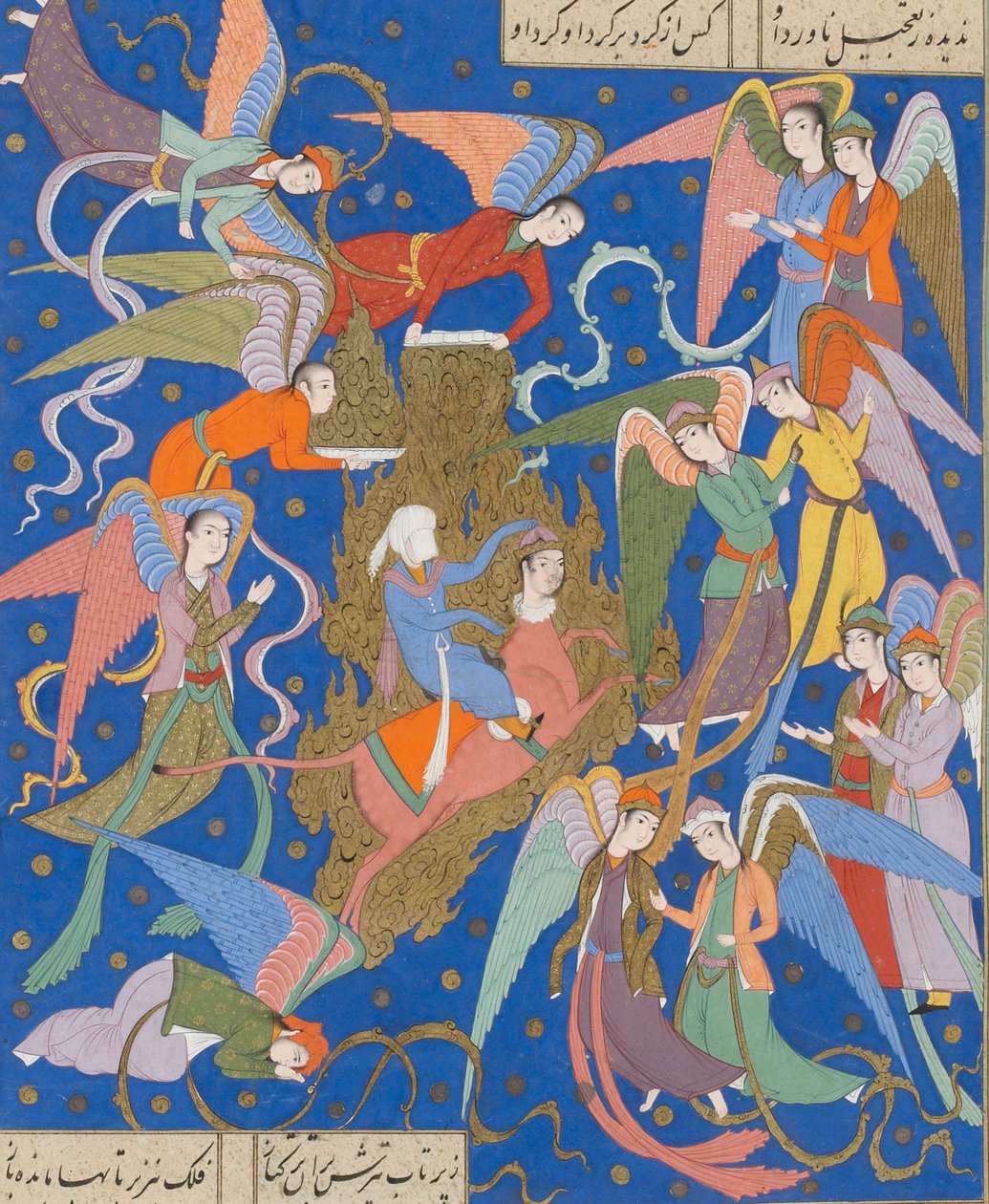 Die nächtliche Reise des Propheten. Aus einem Manuskript des Khamsa von Nizami, ca. 1620 von Unbekannt