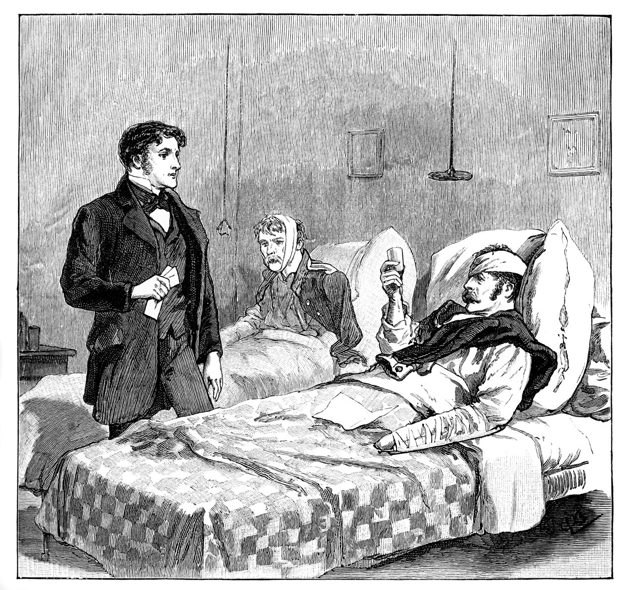 Der Toast der verwundeten Soldaten auf die Königin, ca. 1850er, 1888 von Unbekannt