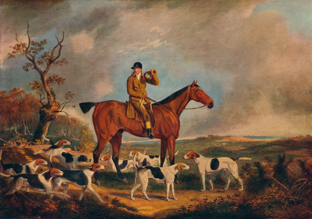 Thomas Oldaker auf Pickle mit seinen Hunden, 19. Jahrhundert, 1922 von Unbekannt
