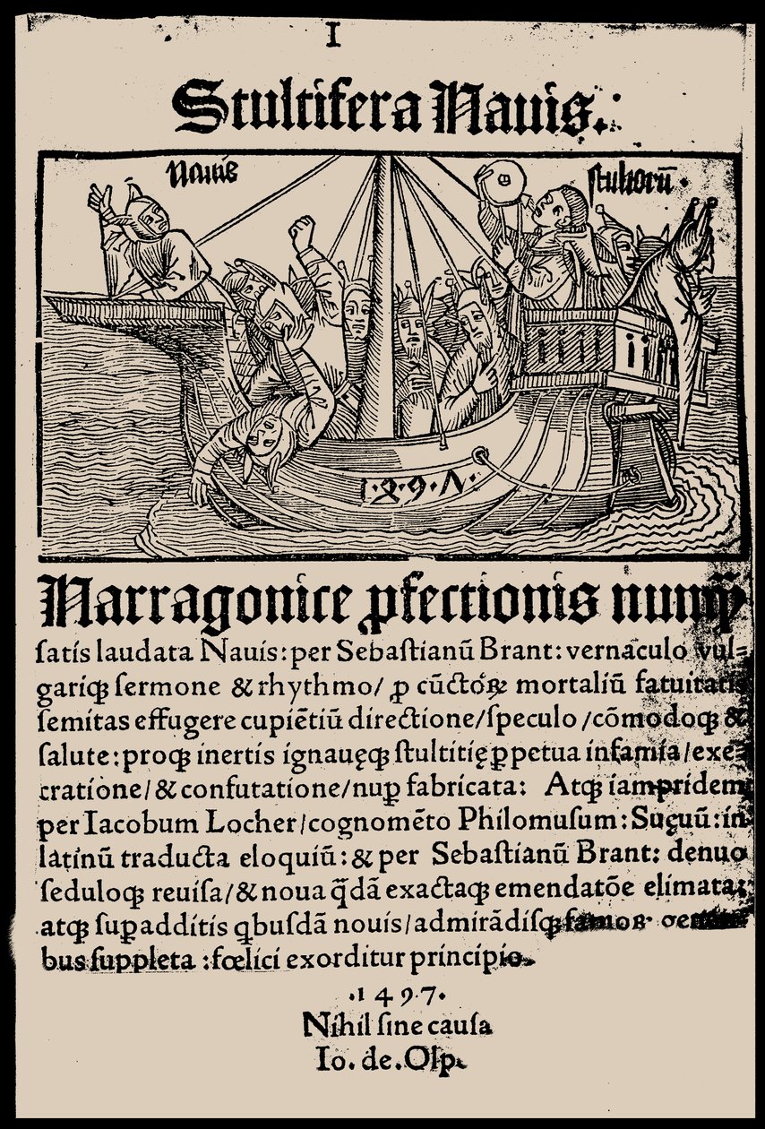 Titelseite des Buches Narrenschiff von Sebastian Brant, 1497 von Unbekannt