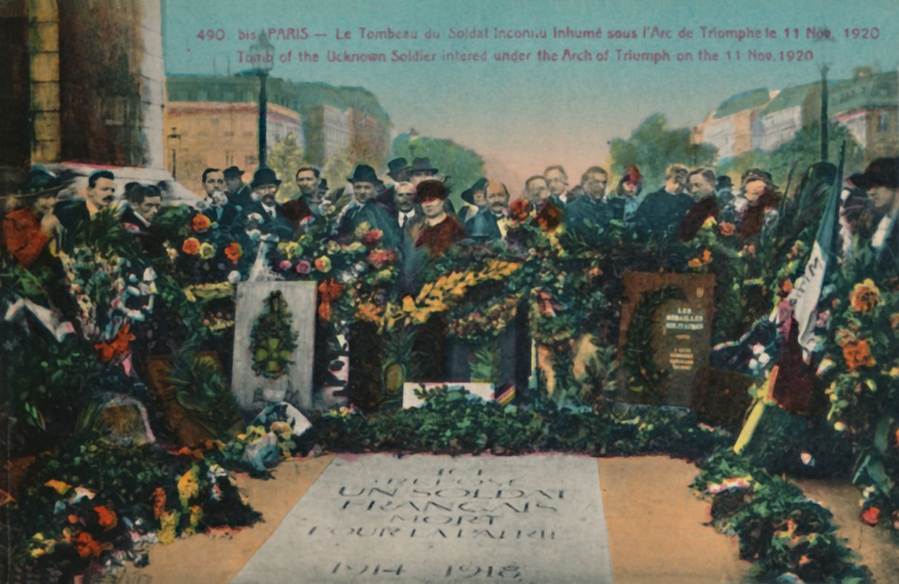 Grab des unbekannten Soldaten unter dem Arc de Triomphe beigesetzt am 11. November 1920, Paris, ca. 1920 von Unbekannt